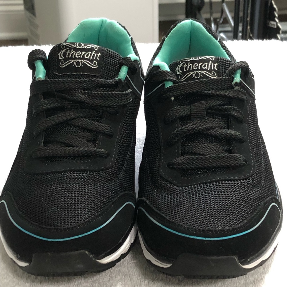 Therafit Black and Teal Athletic Sneakers
